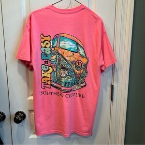 Southern Couture Women’s Graphic T-Shirt Neon Pink “Take It Easy” MD NO size tag